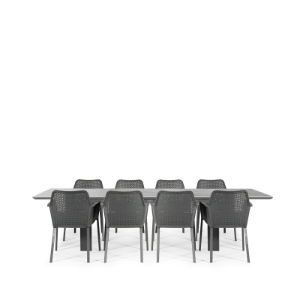 Linear & Matrix 8 Seat Dining Set with Extendable 300cm Table