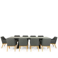 Linear & Chequers 10 Seat Dining Set with Extendable 300cm Table