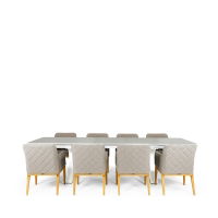 Linear & Chequers 8 Seat Dining Set with Extendable 300cm Table
