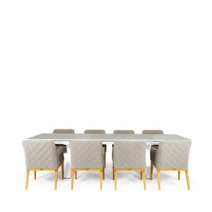 Linear & Chequers 8 Seat Dining Set with Extendable 300cm Table