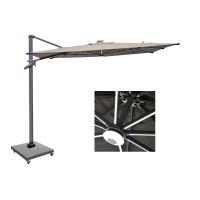 Twilight 3x4m Cantilever Parasol with LED Lights and Granite Base (Unique Slim Canopy Design)   