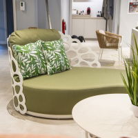 Queen Small Sofa - White/Olive (In Stock)