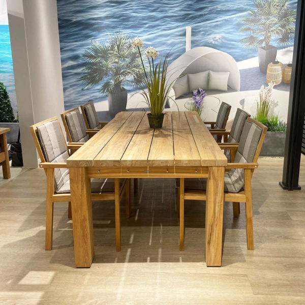 Linear & Titan 6 Seat Teak Dining Set 240cm CLR