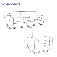 Knightsbridge 4 Seater Sofa Set - 1x Chair, 1x 3-Seater