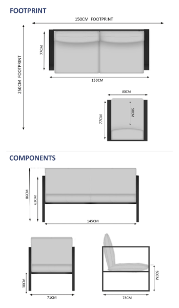 Snug 3 Seater Sofa Set - 1 Sofa, 1 Armchair