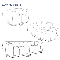 Chelsea 6-Seater Chaise Lounge Sofa - 1x Chair, 1x 3-Seater, 1x Chaise Lounge