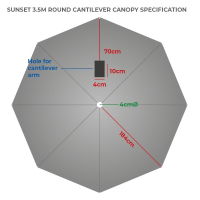 Sunset 3.5m Round Cantilever Parasol Canopy Only - Grey CLR