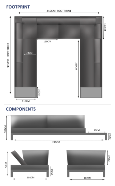 Motion 10 Seater Sofa Set - 1 Left, 1 Right, 2 Corners, 2 Middles