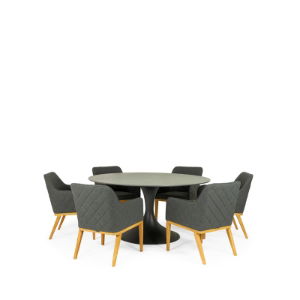 Sphere & Chequers 6 Seat Round Dining Set with 160cm Table