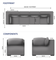 Cozy 4 Seater Sofa Set - 2 Corners, 2 Middles