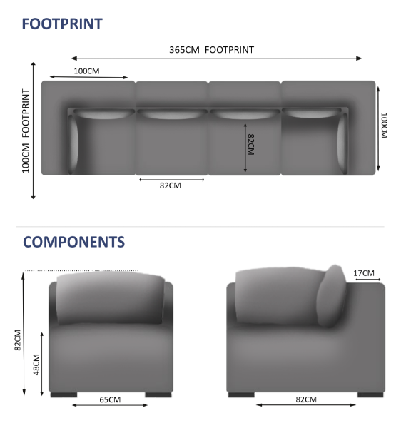 Cozy 4 Seater Sofa Set - 2 Corners, 2 Middles