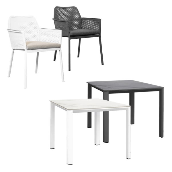 Apollo & Matrix 4 Seat Square Dining Set with 90 x 90cm Table