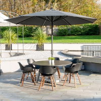 Horizon 3.5m Round Single Pole Parasol with LED Lights with Granite Base Stand