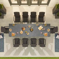 Linear & Arabian 10 Seat Dining Set with Extendable 300cm Table