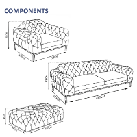 Pimlico 5-Seater Sofa Set - 2x Chairs, 1x 2-Seater Sofa, 1x Ottoman