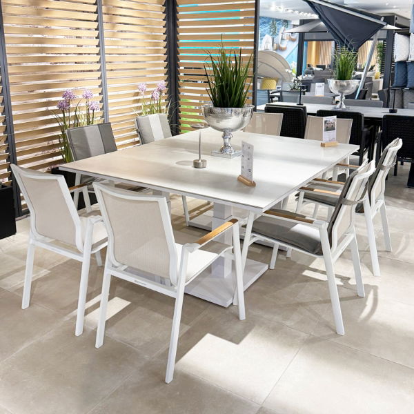 Rising & Aspen 8 Seat Rectangular Dining Set with x2 150 x 90cm Tables