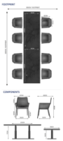 Rising & Matrix 8 Seat Rectangular Dining Set with x2 150 x 90cm tables