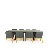 Linear & Chequers 8 Seat Dining Set with Extendable 300cm Table