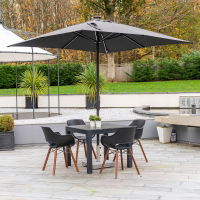 Horizon 2.5m Square Single Pole Parasol with LED lights with Granite Base Stand