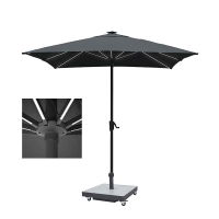 Horizon 2.5m Square Single Pole Parasol with LED lights with Grey Stone Base