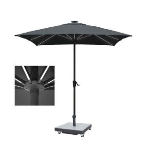 Horizon 2.5m Square Single Pole Parasol with LED lights with Grey Stone Base