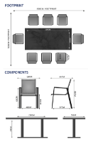 Phoenix & Aspen 8 Seat Rectangular Dining Set with 200 x 90cm Table