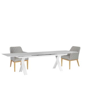 Linear & Chequers 10 Seat Dining Set with Extendable 300cm Table