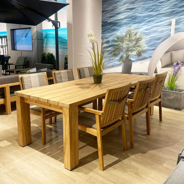 Linear & Titan 6 Seat Teak Dining Set 240cm CLR