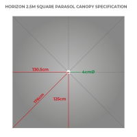 Horizon 2.5m LED Parasol - CANOPY ONLY - Stone