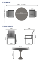 Sphere & Arabian 2 Seat Round Dining Set with 90cmØ Table