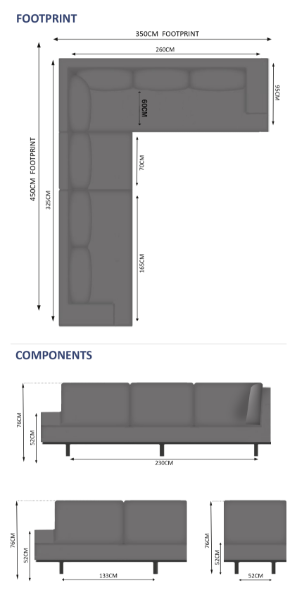 Chill 6 Seater Corner Sofa Set with Middle