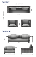 Hawaii 4 Seater Sofa Set - 1 Sofa, 2 Armchairs