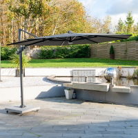 Twilight 3.5m Cantilever Parasol with LED Lights and Granite Base (Unique Slim Canopy Design)     