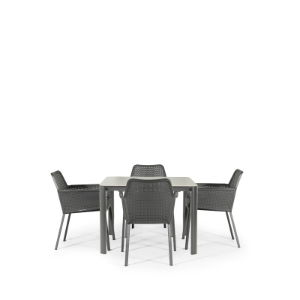 Apollo & Matrix 4 Seat Square Dining Set with 90 x 90cm Table