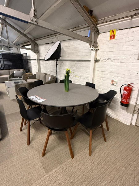 Sphere & Narda 5 Seat Dining Set 160cm Charcoal Table with Charcoal Chairs CLR