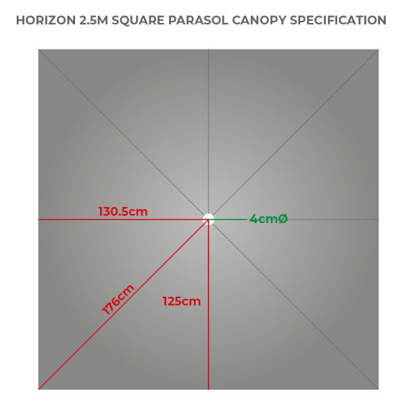 Horizon 2.5m LED Parasol - CANOPY ONLY - Slate