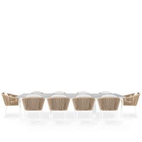 Linear & Moon 10 Seat Dining Set with Extendable 300cm Table