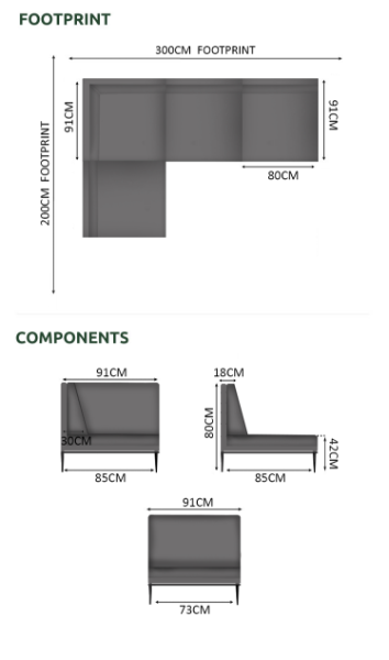 Excel 4 Seater Corner Sofa Set - 1 Corner, 3 Middles