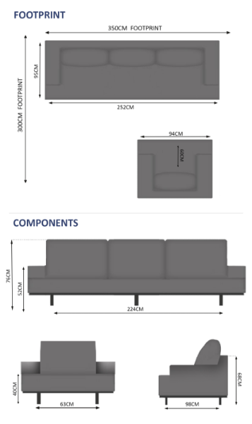 Chill 4 Seater Sofa Set - 1 Sofa, 1 Armchair