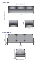 Lunar 5 Seater Sofa Set - 1 Sofa, 2 Armchairs