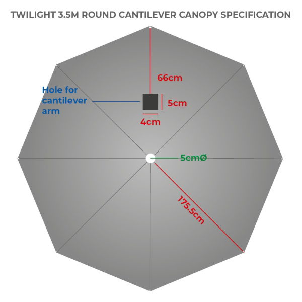 Twilight 3.5m Round Cantilever CANVAS ONLY - Stone