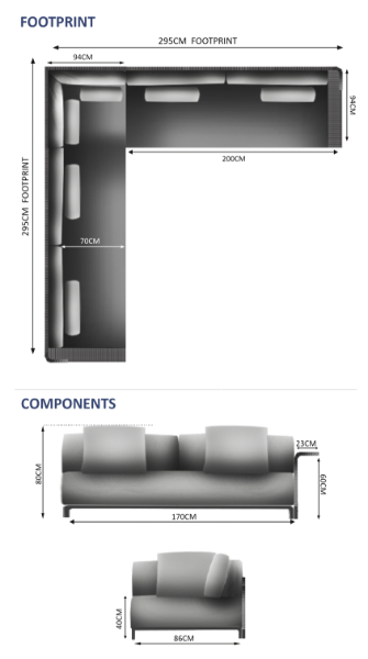 Hawaii 5 Seater Sofa Set - 1 Left, 1 Right, 1 Corner