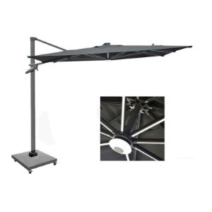 Twilight 3x4m Cantilever Parasol with LED Lights and Granite Base (Unique Slim Canopy Design)   