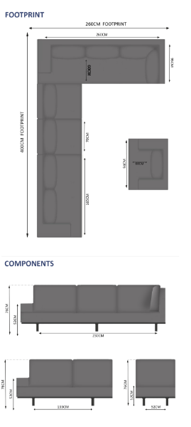 Chill 8 Seater Corner Sofa Set - 1 Left, 1 Right, 1 Armchair, 2 Middle