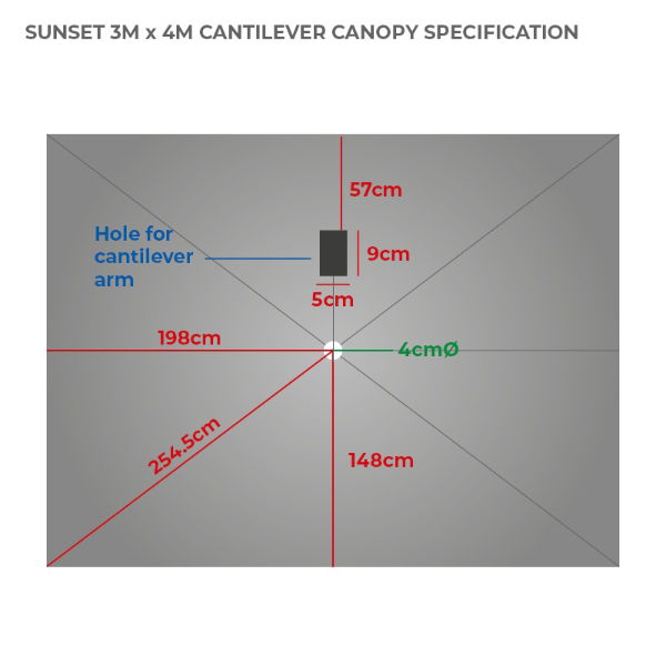 Sunset 3x4m Rectangular Cantilever Parasol Canopy Only - Natural CLR